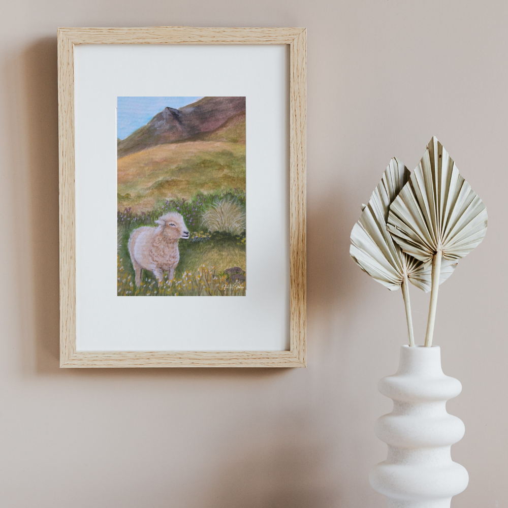 Sheep On a Hill | A5 Original