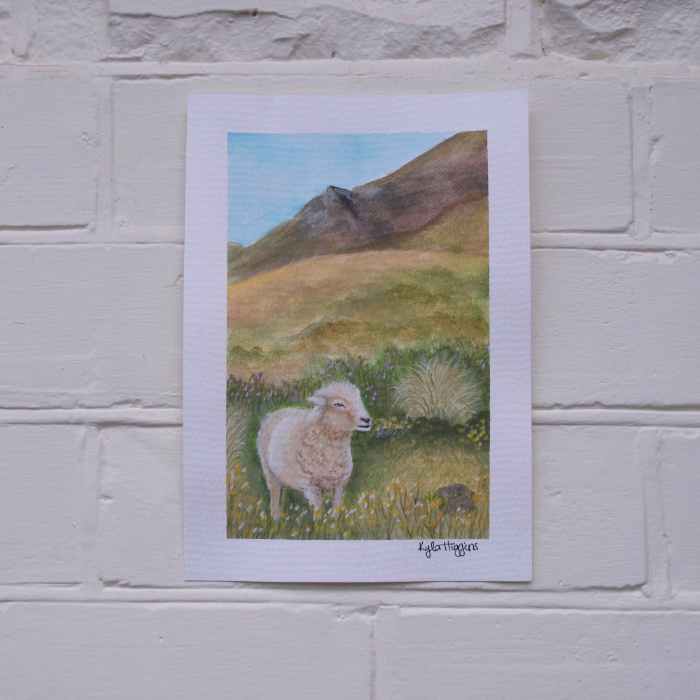 Sheep On a Hill | A5 Original