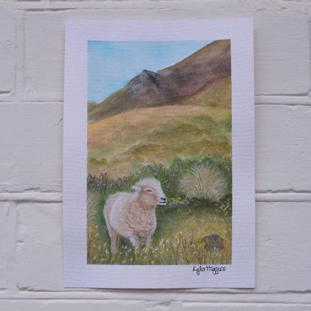 Sheep On a Hill | A5 Original